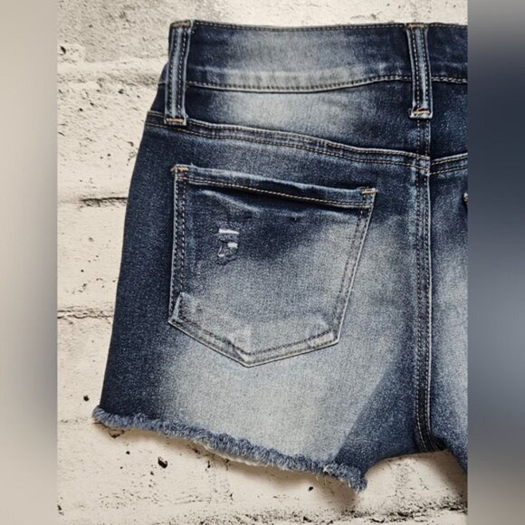 Blue Desire Curvy Short Shorts with Lace Pockets - Picture 10 of 15